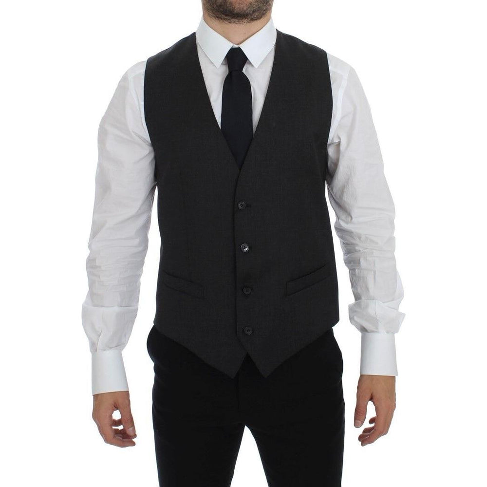 Dolce & Gabbana Elegant Gray Wool Formal Dress Vest Dolce & Gabbana Black