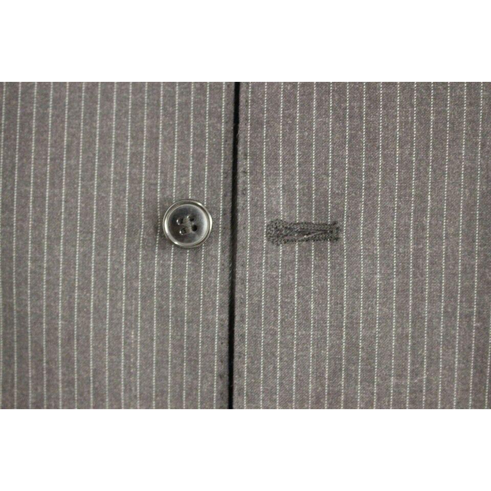 Dolce & Gabbana Gray Striped Wool Single Breasted Vest