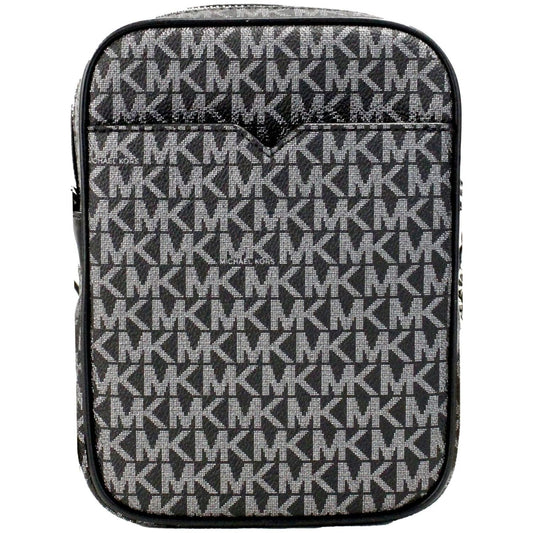Michael Kors Black Silver PVC Flight Leather North South Chain Crossbody Bag Michael Kors Dark Slate Gray
