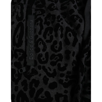 Dolce & Gabbana Black Leopard Cotton Slim Fit Jogger Pants
