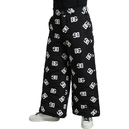 Dolce & Gabbana Elegant Wide Leg Signature Print Pants Dolce & Gabbana Gray