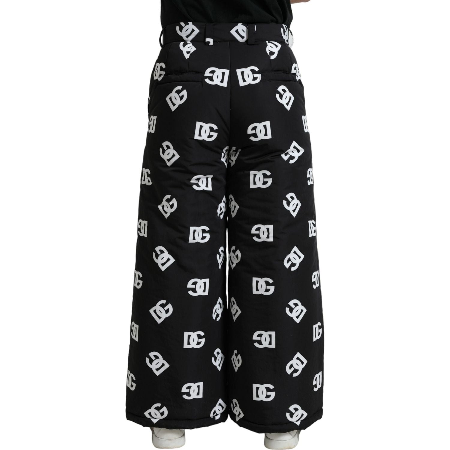 Dolce & Gabbana Black Logo DG Print Wide Leg Pants