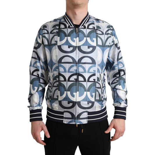 Dolce & Gabbana Multicolor Silk Bomber Jacket - Classic Elegance Dolce & Gabbana Dark Slate Gray