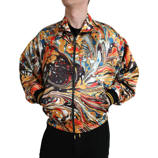 Dolce & Gabbana Colorful Abstract Bomber Jacket Dolce & Gabbana Tan