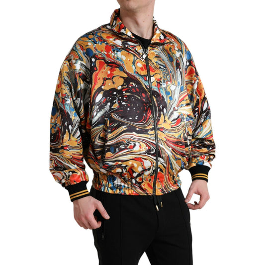 Dolce & Gabbana Colorful Abstract Bomber Jacket Dolce & Gabbana Tan
