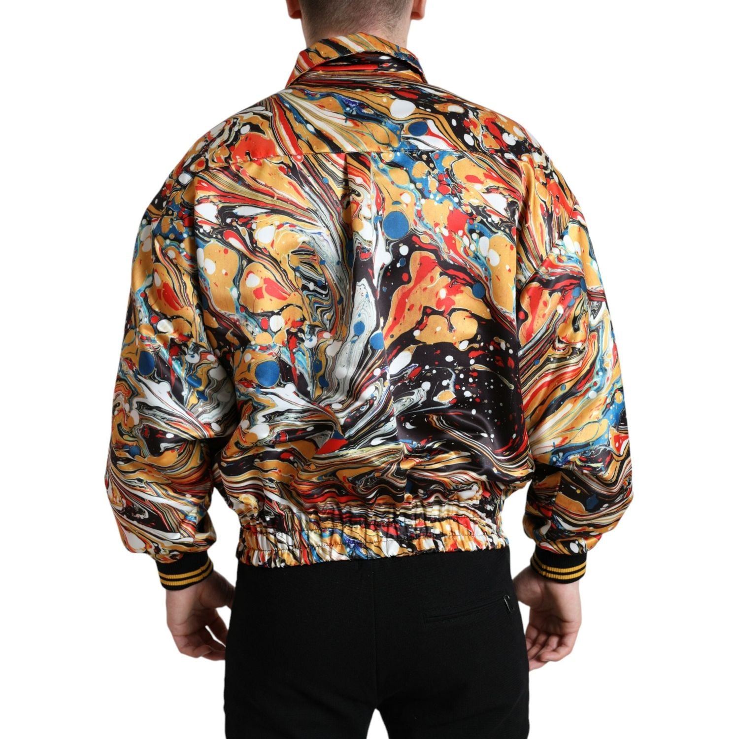 Dolce & Gabbana Multicolor Abstract Polyester Bomber Jacket