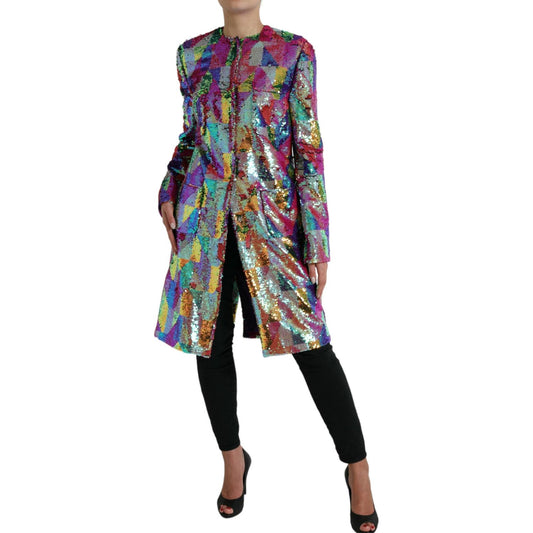 Dolce & Gabbana Multicolor Sequined Long Jacket Dolce & Gabbana Dim Gray