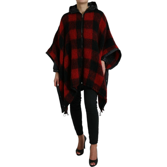 Dolce & Gabbana Elegant Buffalo Check Poncho Jacket Dolce & Gabbana Black