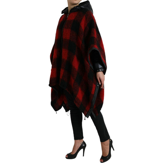 Dolce & Gabbana Elegant Buffalo Check Poncho Jacket Dolce & Gabbana Black