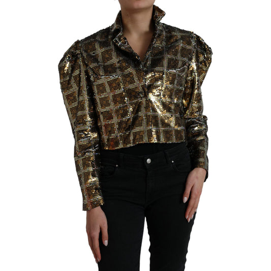 Dolce & Gabbana Multicolor Sequined Cropped Jacket Dolce & Gabbana Black