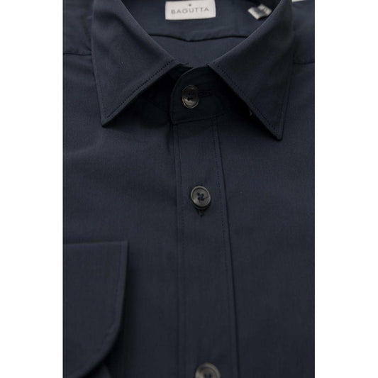 Bagutta Blue Cotton Men's Shirt Bagutta Dark Slate Gray