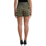 Dolce & Gabbana Emerald High Waist Embellished Shorts Dolce & Gabbana Dim Gray