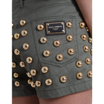 Dolce & Gabbana Emerald High Waist Embellished Shorts Dolce & Gabbana Dark Slate Gray