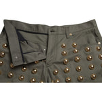 Dolce & Gabbana Emerald High Waist Embellished Shorts Dolce & Gabbana Dark Olive Green