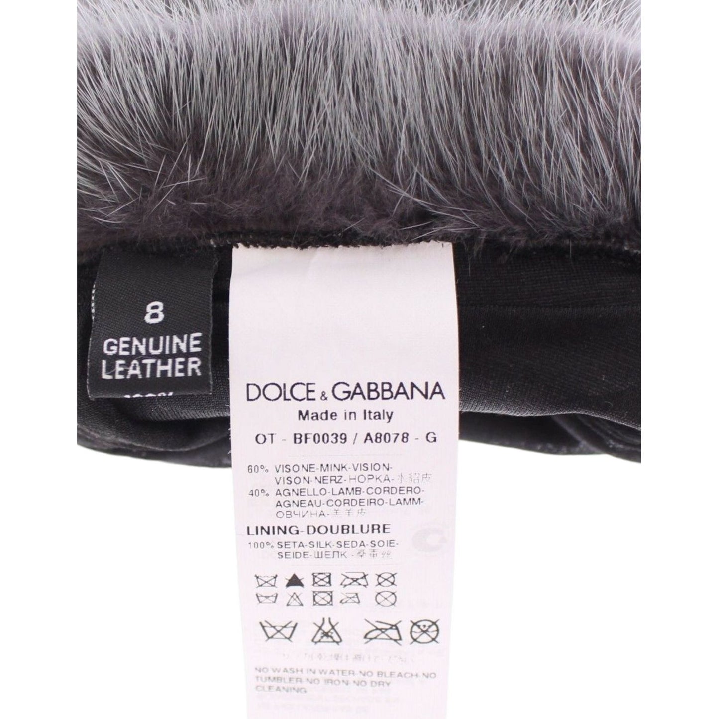 Dolce & Gabbana Gray Mink Fur Lambskin Suede Leather Gloves