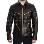 Dolce & Gabbana Brown Lambskin Leather Zipper Jacket SIG14073-3