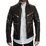 Dolce & Gabbana Brown Lambskin Leather Zipper Jacket SIG14073-3
