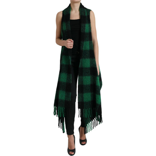 Dolce & Gabbana Elegant Checkered Poncho Jacket Dolce & Gabbana Rosy Brown