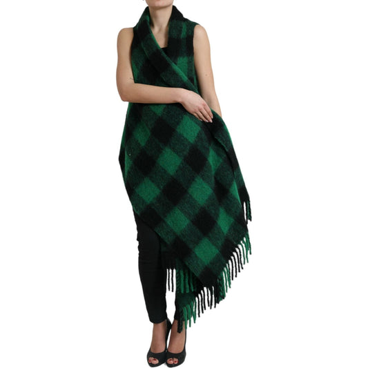 Dolce & Gabbana Elegant Checkered Poncho Jacket Dolce & Gabbana Rosy Brown