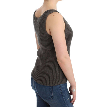 Ermanno Scervino Gray Knit Top Knitted Sweater Merino Wool