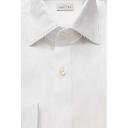 Bagutta White Cotton Men Shirt Bagutta Lavender