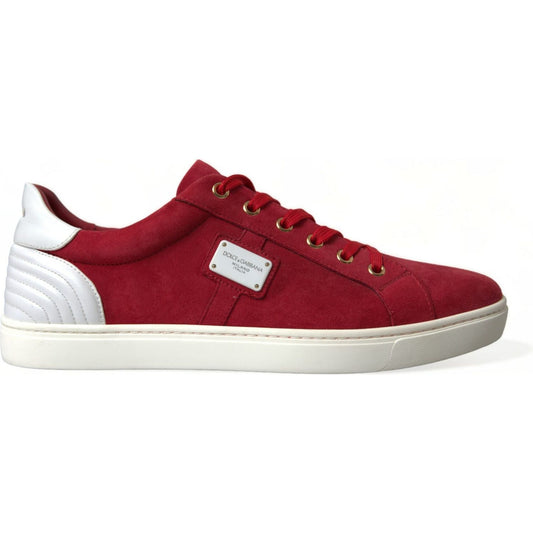 Dolce & Gabbana Elegant Red & White Low Top Sneakers Dolce & Gabbana Brown
