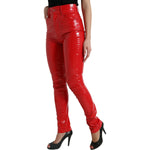 Dolce & Gabbana Shiny Red High Waist Skinny Pants PAN75012-40