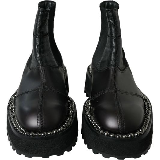 Dolce & Gabbana Elegant Black Chelsea Slip-On Boots Dolce & Gabbana Black