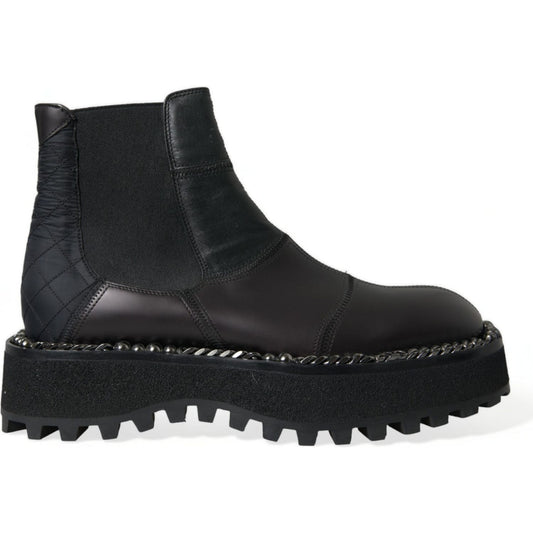 Dolce & Gabbana Elegant Black Chelsea Slip-On Boots Dolce & Gabbana Dark Slate Gray