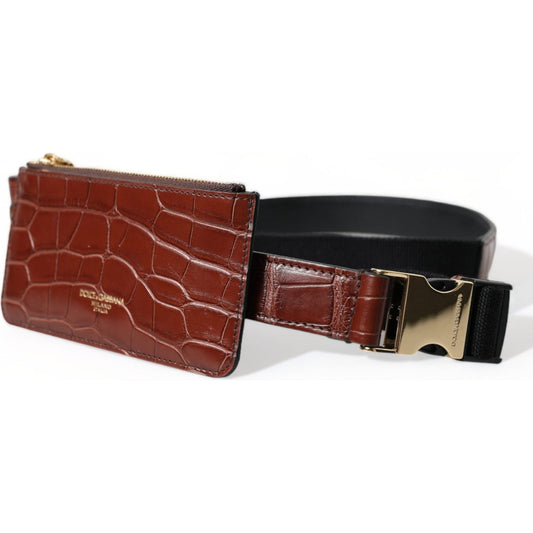 Dolce & Gabbana Elegant Leather Airpod & Coin Purse Duo Dolce & Gabbana Saddle Brown