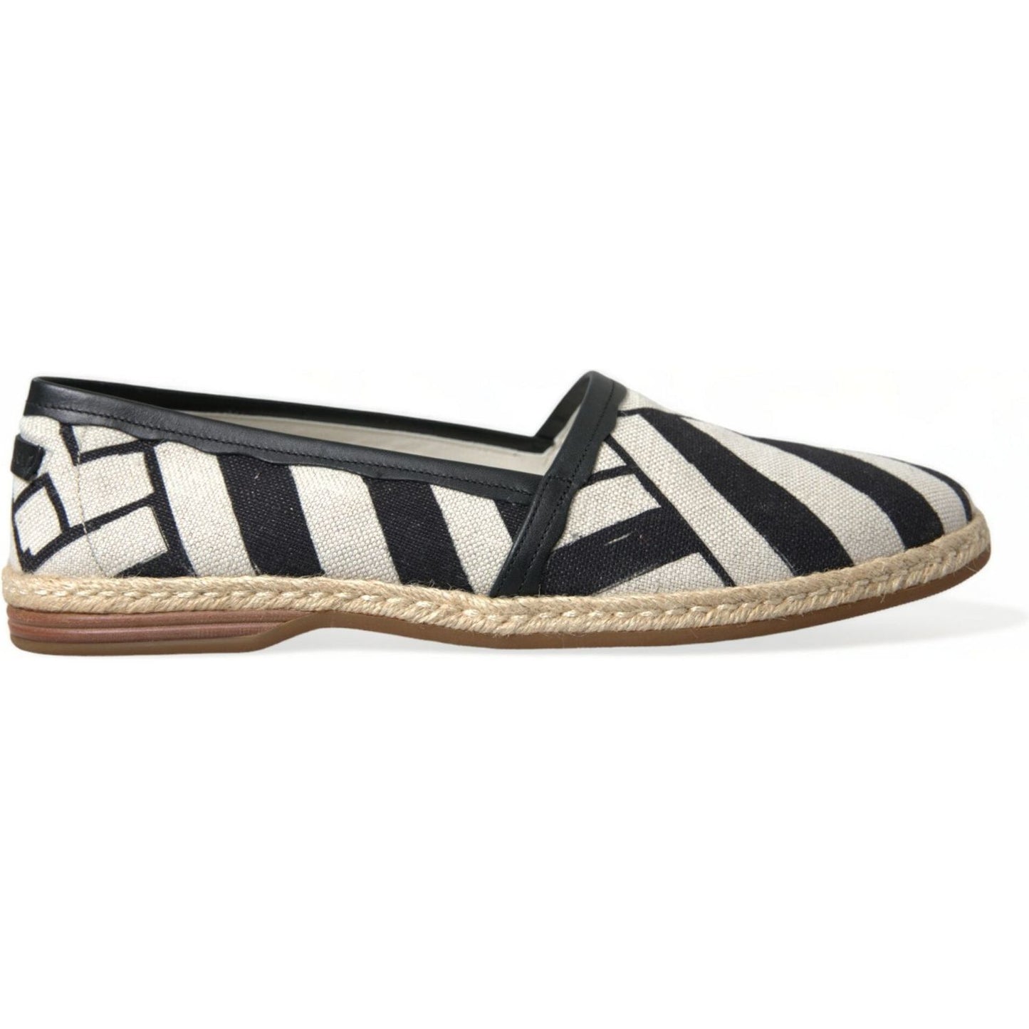 Dolce & Gabbana Beige Black Striped Canvas Espadrilles MONDELLO Shoes