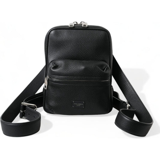 Dolce & Gabbana Black Calfskin Leather Logo Palermo Backpack Bag