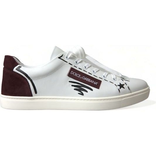 Dolce & Gabbana Exclusive White Bordeaux Low Top Sneakers Dolce & Gabbana Light Gray
