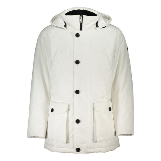 Hugo Boss White Polyamide Men Jacket Hugo Boss Light Gray