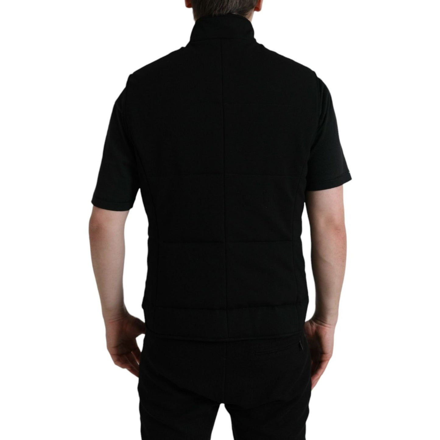 Dolce & Gabbana Black Rayon Buttoned Vest Logo Jacket JKT4006-58