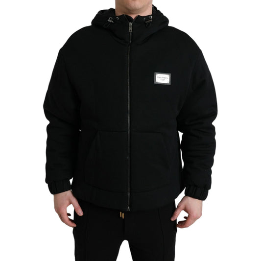 Dolce & Gabbana Elegant Black Bomber Jacket with Hood Dolce & Gabbana Black