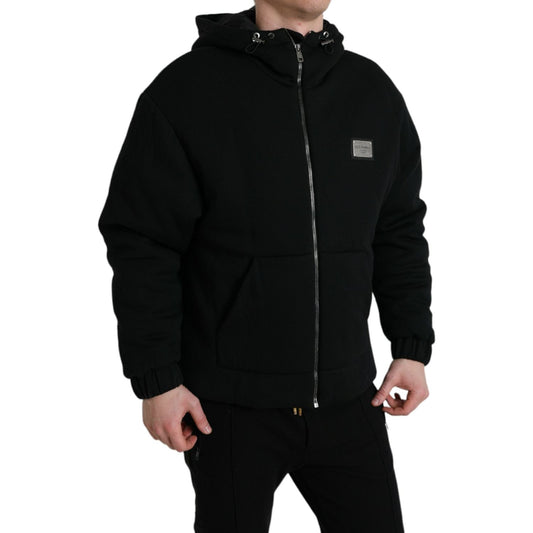 Dolce & Gabbana Elegant Black Bomber Jacket with Hood Dolce & Gabbana Black