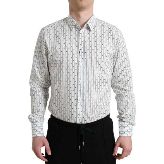 Dolce & Gabbana Elegant White Cotton Slim Fit Dress Shirt Dolce & Gabbana Light Gray