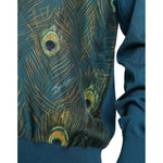 Dolce & Gabbana Silk V-Neck Peacock Feather Sweater Dolce & Gabbana Dark Slate Gray