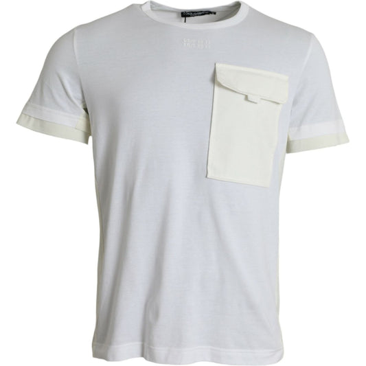 Dolce & Gabbana Elegant White Crew Neck Cotton Tee Dolce & Gabbana Light Gray