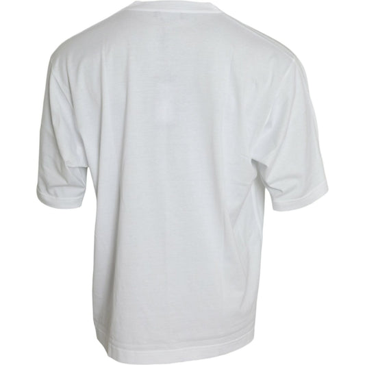 Dolce & Gabbana Elegant White Crew Neck Luxury Tee Dolce & Gabbana Light Gray