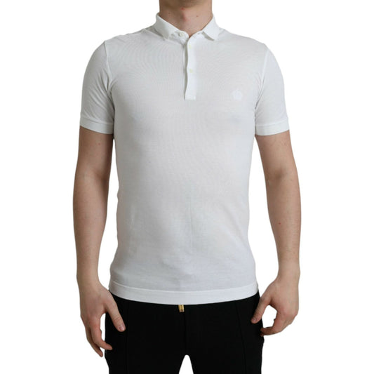 Dolce & Gabbana Crown Embroidered White Cotton Polo Dolce & Gabbana Gray