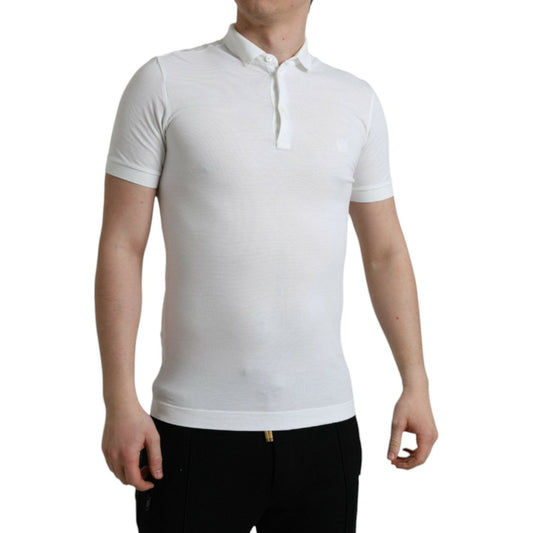 Dolce & Gabbana Crown Embroidered White Cotton Polo Dolce & Gabbana Gray