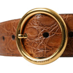 Dolce & Gabbana Brown Exotic Leather Round Buckle Belt BEL9085-95