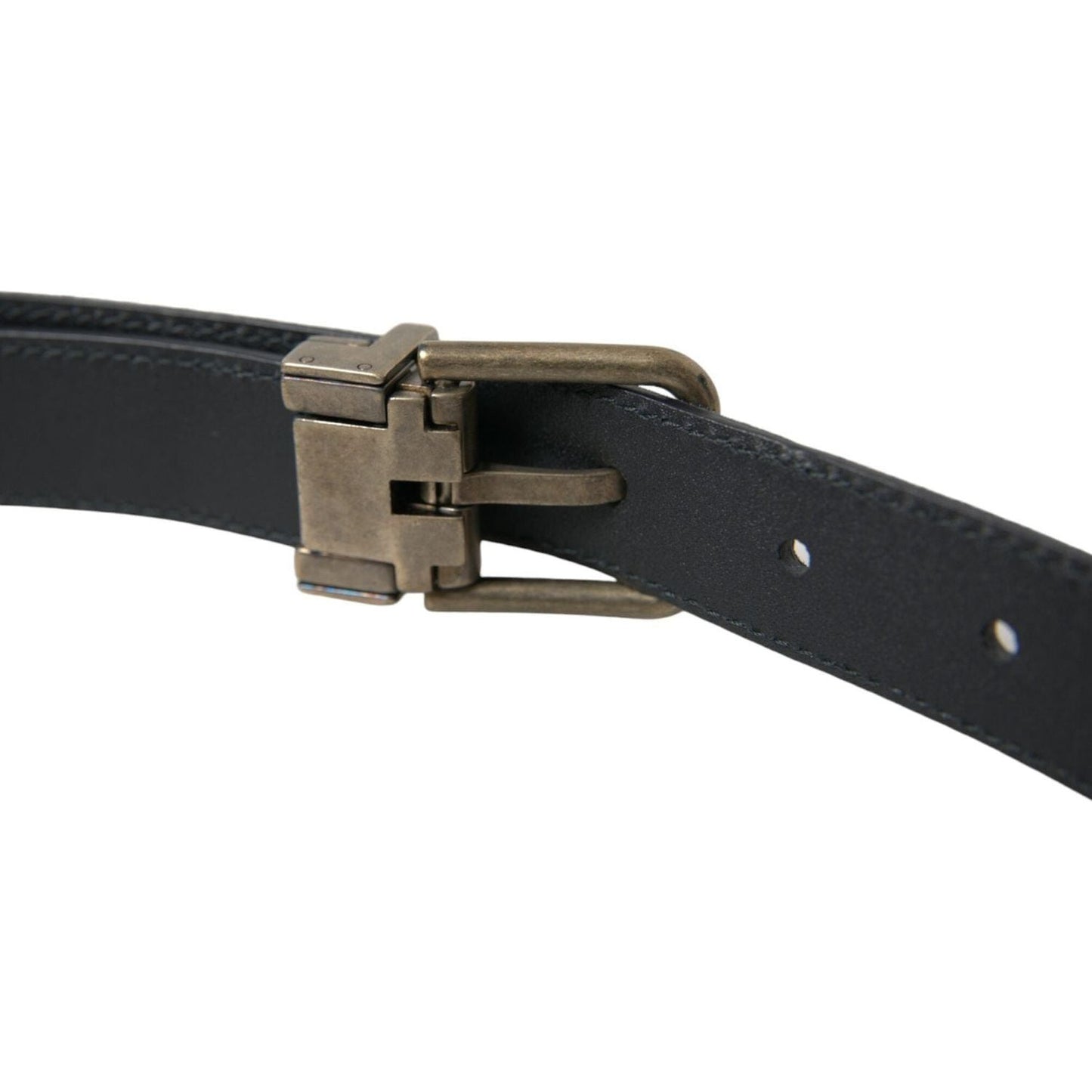 Dolce & Gabbana Blue Suede Leather Gold Metal Buckle Belt