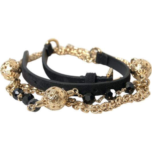 Dolce & Gabbana Elegant Crystal Bounce Leather Waist Belt Dolce & Gabbana Dark Slate Gray