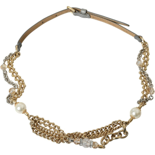 Dolce & Gabbana Elegant Crystal Bounce Waist Belt Dolce & Gabbana Rosy Brown