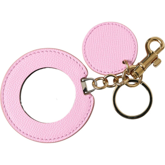 Dolce & Gabbana Elegant Pink Gold Leather Keychain Dolce & Gabbana Pink