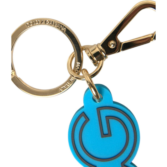 Dolce & Gabbana Elegant Blue & Gold Keychain Accessory Dolce & Gabbana Tan
