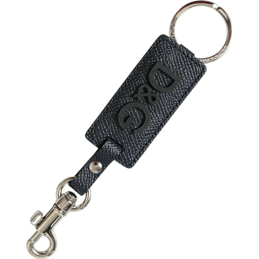 Dolce & Gabbana Elegant Leather Keychain in Black & Silver Dolce & Gabbana Dark Slate Gray